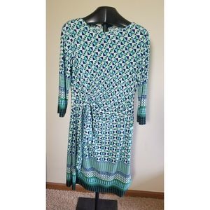 DONNA MORGAN 3/4 Sleeve Pattern Career Dress Sz 10